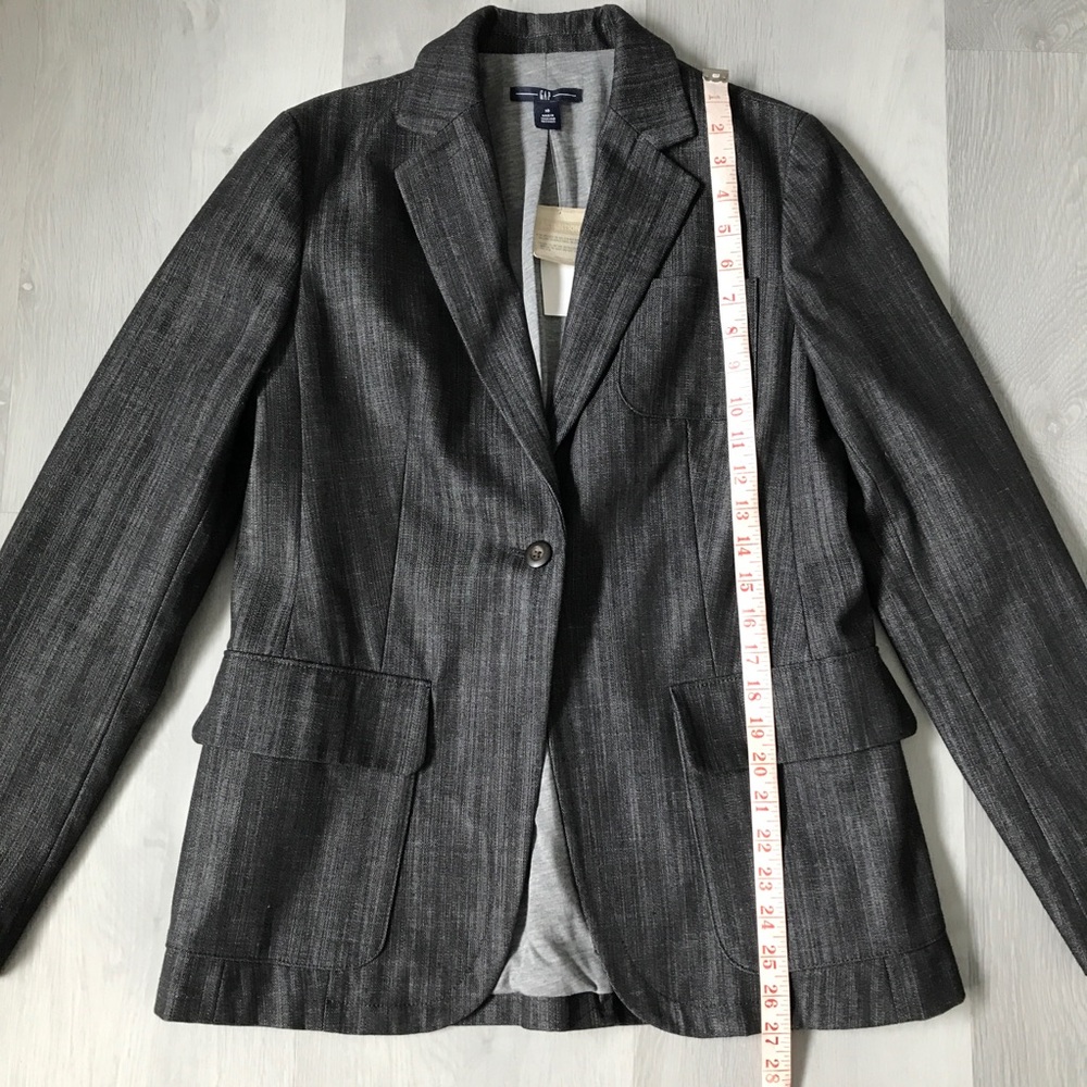 GAP TWILL DENIM GRAY BLAZER JACKET ONE BUTTON WOMENS 10 - Picture 6 of 11